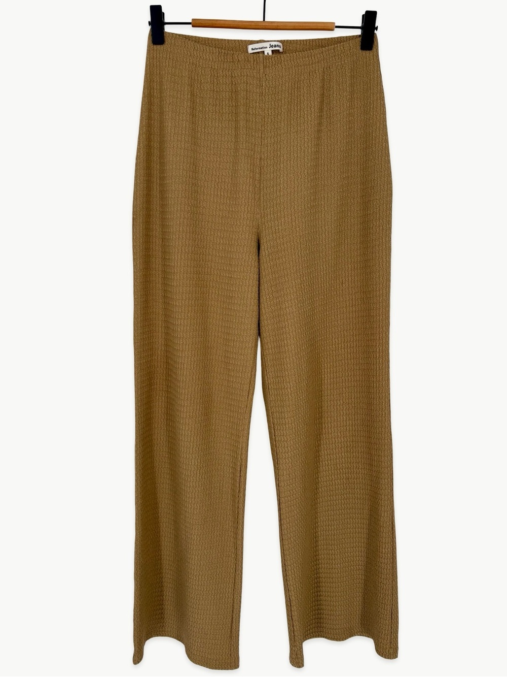 Reformation Agalia Pull-On Pants Size Small Tan Swirl Textured Wide Leg Coastal